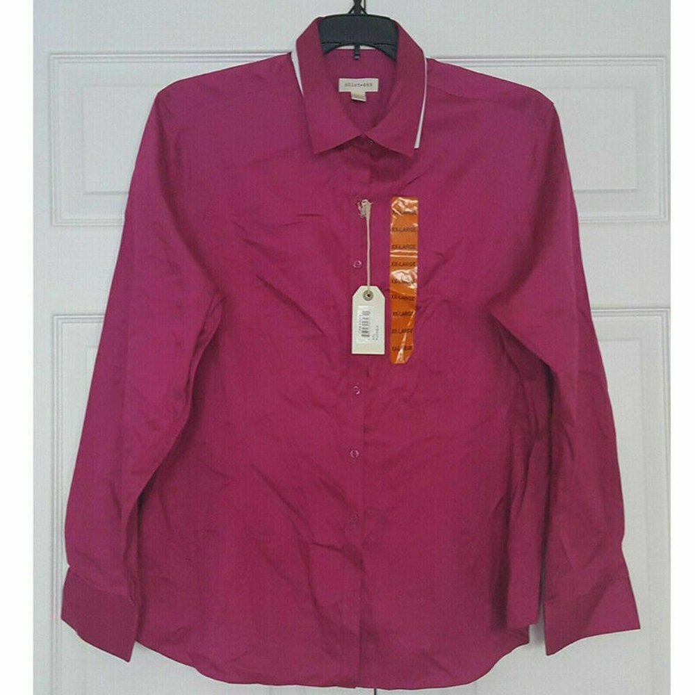 Shirt 469 Women’s Wrinkle Free Button Down Dress Shirt, Fuchsia, New With Tags
